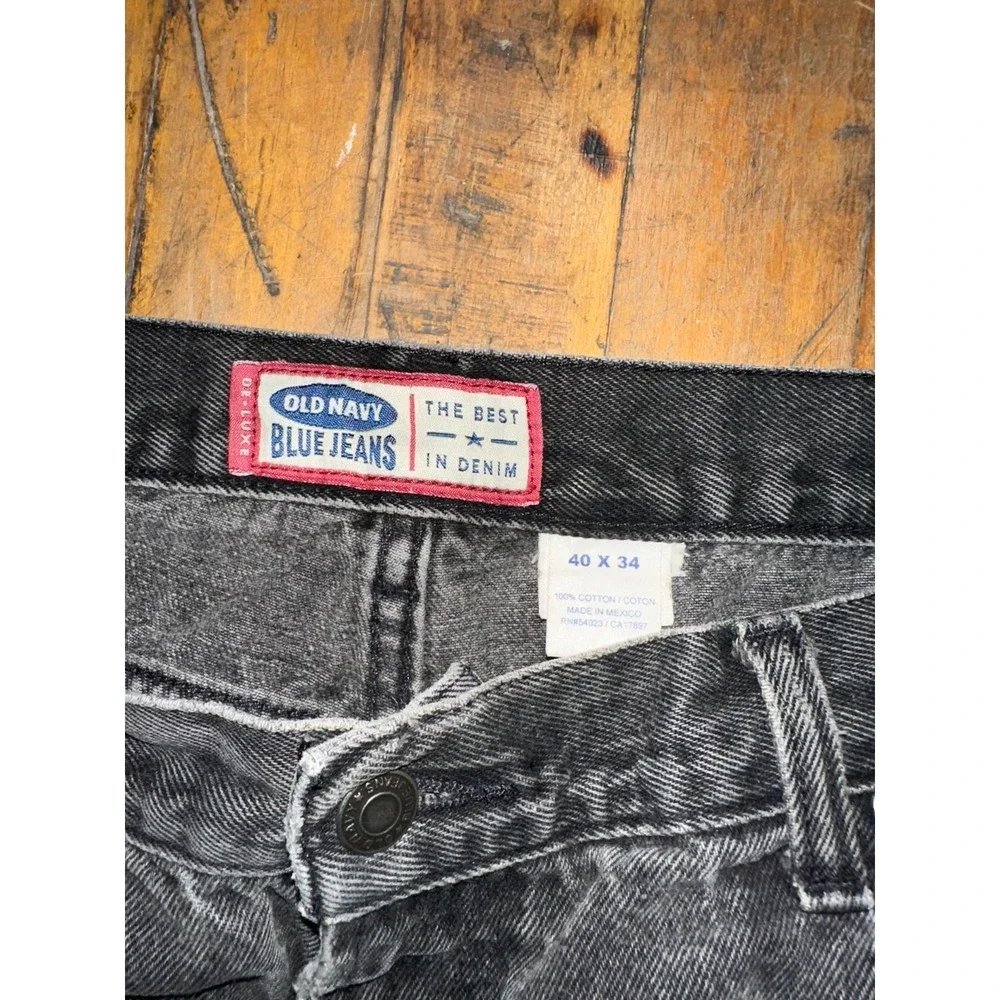 Old Navy Jeans Men's‎ Size 40x34 Black Denim Casual Flat Front Straight Leg